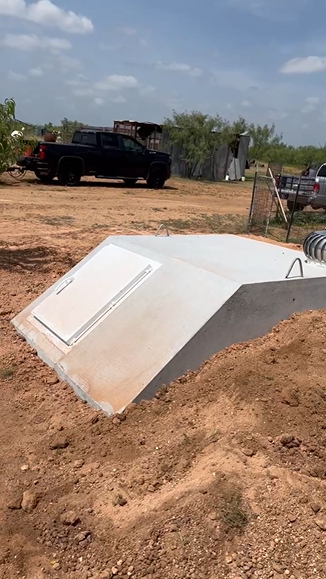 Completed storm shelter installation in Spur, TX by Sheltris